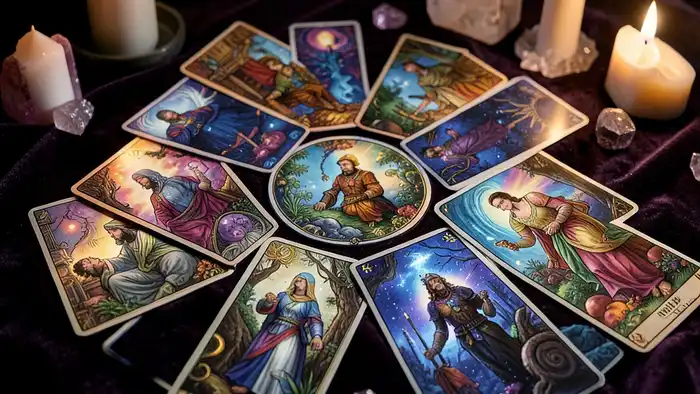 Расклад Таро "мост" на бабушку: семь карт, соединяющие прошлое и настоящее, символизирующие связь поколений и наследие травм.