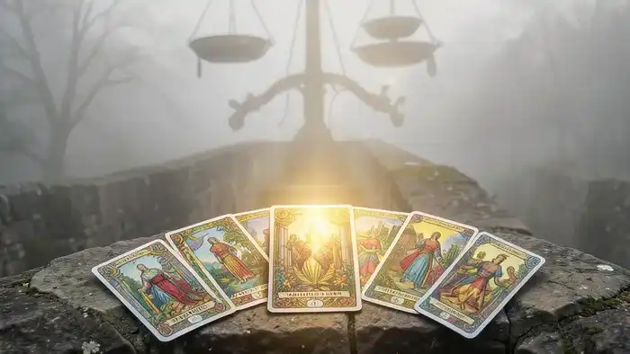 Расклад Таро Мост на юридический вопрос: семь карт, выложенных на каменном мосту