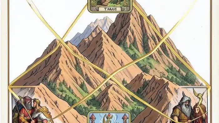 Расклад Таро "на 10 карт" на горы — схема позиций с интерпретацией карт