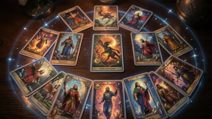 Расклад Таро на 10 карт на порчу – изображение расклада с свечой и защитным светом