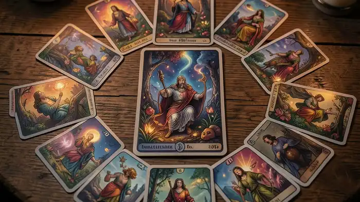 Расклад Таро на 12 карт — изображение расклада на столе