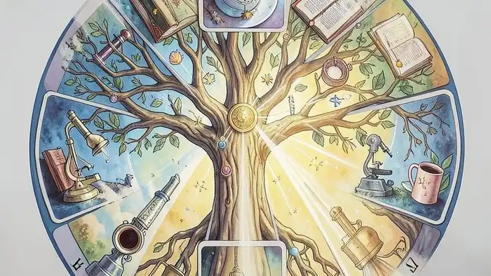 Расклад Таро на 12 карт на научную работу — схема позиций с символами исследования