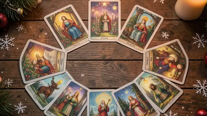 Расклад Таро на 12 карт на Рождество – праздничный стол с картами