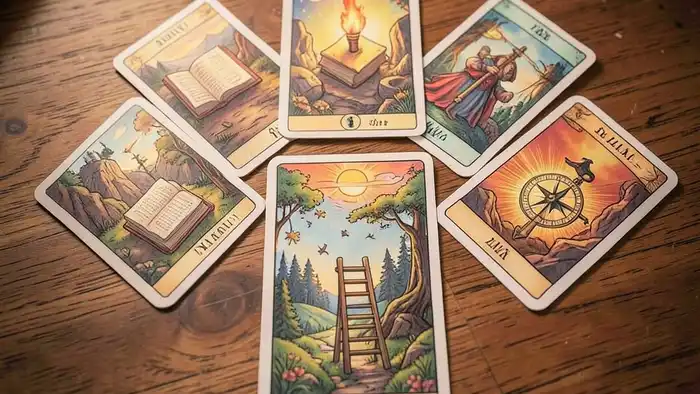Расклад Таро «на 5 карт» на обучение – визуальная схема с символикой обучения