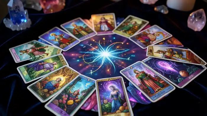 Расклад Таро на 5 карт на отношения с матерью — пентаграмма с картами, изображающими энергии семьи и внутреннего исцеления
