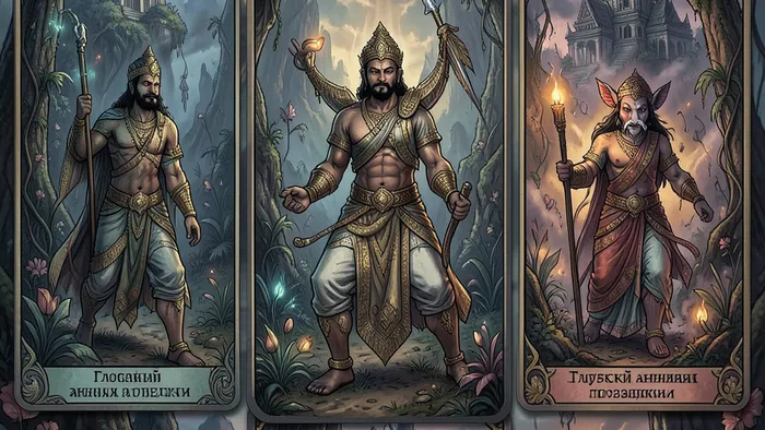 Расклад Таро на 7 карт на Таиланд: магические карты, выложенные на песке пляжа на фоне заката.