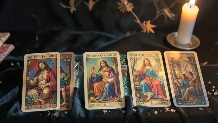 Расклад Таро на 7 карт на жизненный путь с выложенными картами в линию