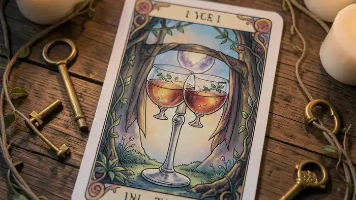 Расклад Таро «на одну карту» на дружбу – изображение карты Двойка Чаш