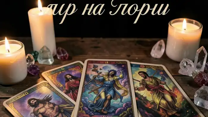 Расклад Таро на порчу – изображение расклада с картами, свечами и кристаллами