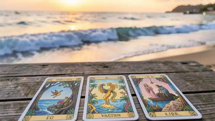 Расклад Таро «на три карты» на отдых на море – морской пейзаж с картами