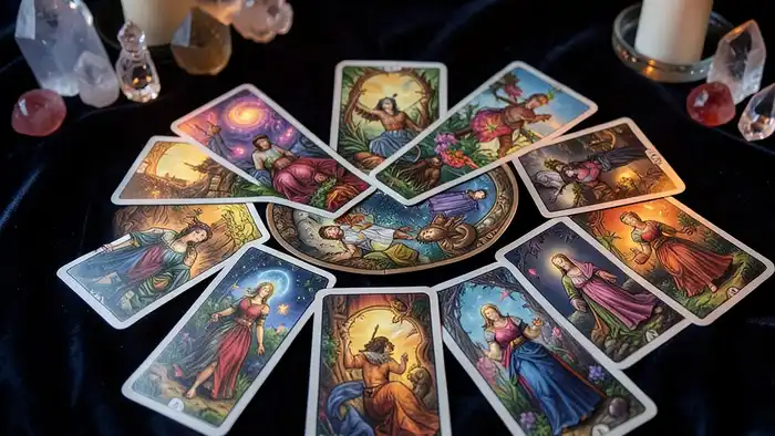 Расклад Таро "на три карты" на третьего лишнего — схема позиций и символы: Повешенный, Суд, Солнце