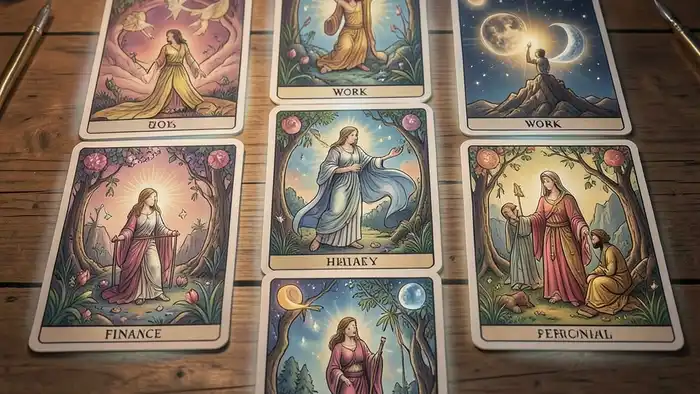 Расклад Таро «на все сферы жизни» карта дня – визуальная схема с семью позициями