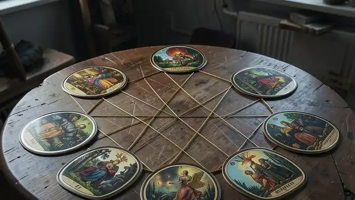 Расклад Таро "на все сферы жизни" на холодность партнера — схема из 9 карт с энергетическими линиями