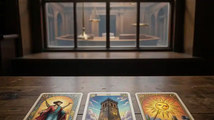 Расклад Таро «окно в будущее» на развод через суд – визуальное представление