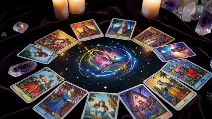 расклад таро он и она на привороженность с картами Дьявол и Повешенный