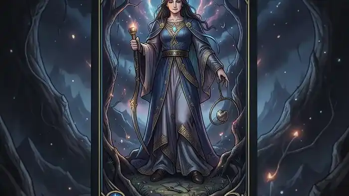 Расклад Таро "он и она" на талисман с картами вокруг символического предмета для анализа отношений