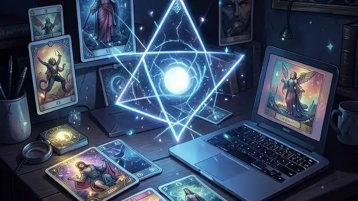 расклад Таро «пентаграмма» на удаленную работу – визуализация