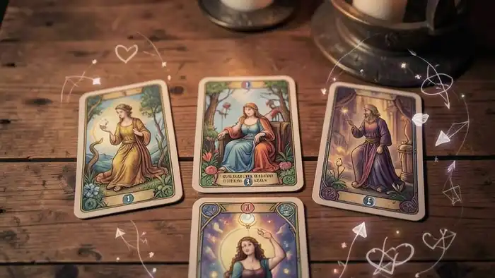 Расклад Таро «перекресток» на свекровь и отношения, карта в виде креста, свеча, символика отношений