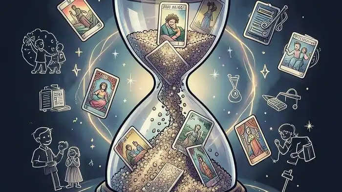 Расклад Таро «песочные часы» на окружение – визуальная иллюстрация