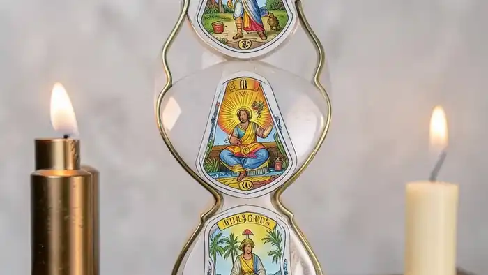 Расклад Таро "песочные часы" на первое свидание — схема из шести карт, символизирующих динамику энергии между двумя людьми