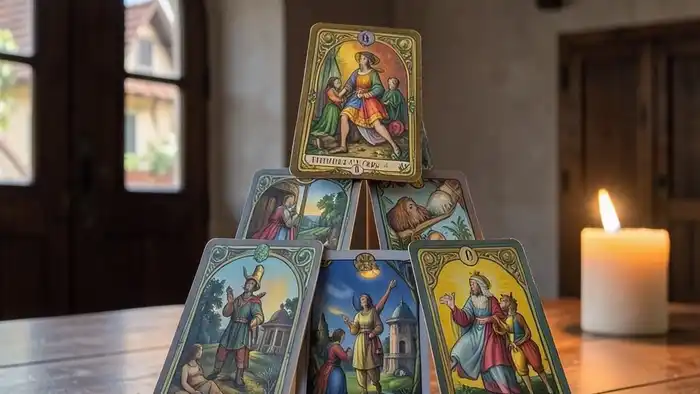 расклад таро пирамида на место жительства с 10 картами, выложенными по схеме