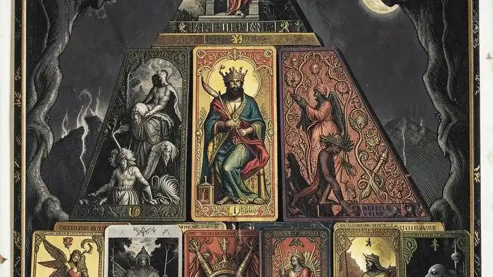 Расклад Таро "пирамида" на порчу на отношения — схема из 10 позиций с ключевыми картами