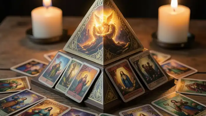 Расклад Таро «пирамида» на раскаяние партнера – визуальная иллюстрация