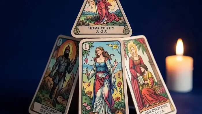 Расклад Таро «пирамида» скучает ли он — изображение пирамиды из карт Таро