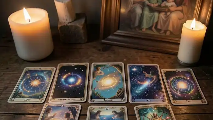 расклад Таро планетарный на семью – изображение расклада с планетарными позициями