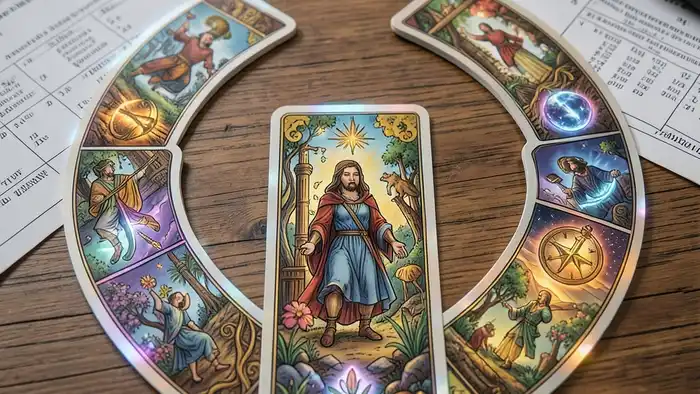 Таро «подкова» расклад на бизнес‑партнёрство, визуальная схема с пятью картами