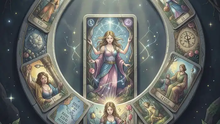 Расклад Таро «подкова» на тайные мысли женщины – визуальная схема