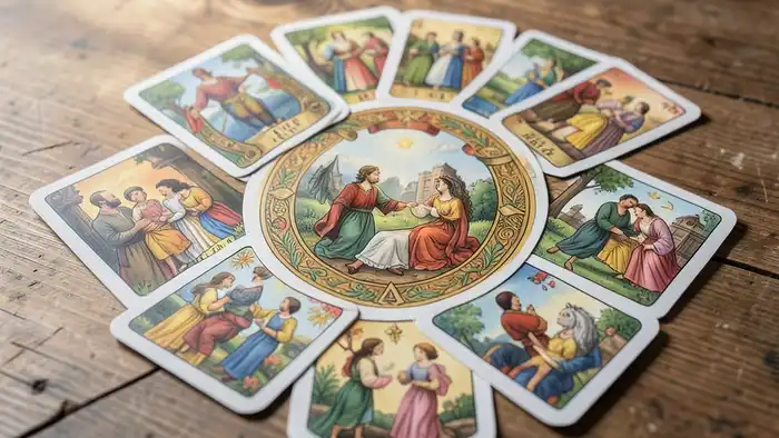 Расклад Таро подкова – изображение расклада с символикой семьи и любовника