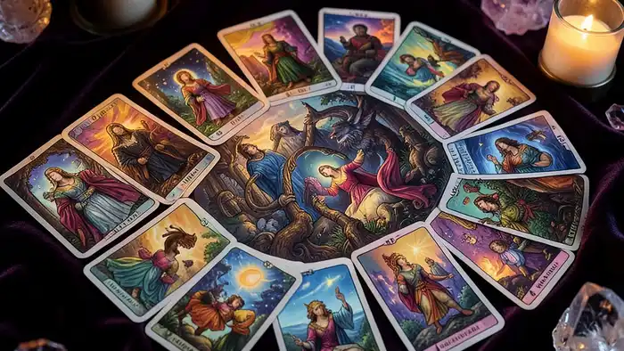 Расклад Таро "портал" на долги по бизнесу — схема семи позиций с ключевыми картами для диагностики финансовых блоков