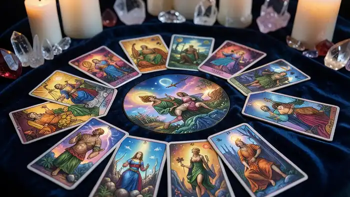 Расклад Таро "портал" на обряд — семь позиций с символом портала между картами