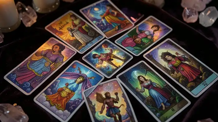 Расклад Таро "портал" на сексуальную совместимость — семь карт в форме арки, символизирующие энергетические слои интимной связи