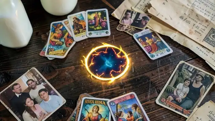 расклад Таро портал на семейный бизнес с семью картами и семейными артефактами