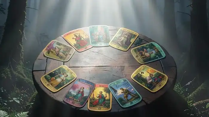 Расклад Таро "послание Вселенной" на препятствия — семь карт, расложенные в кругах, символизирующие глубинные блоки и внутреннее откровение