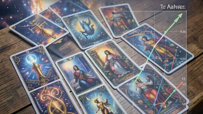 Расклад Таро «послание Вселенной» на продажи — карта с символом вселенной и графиком продаж
