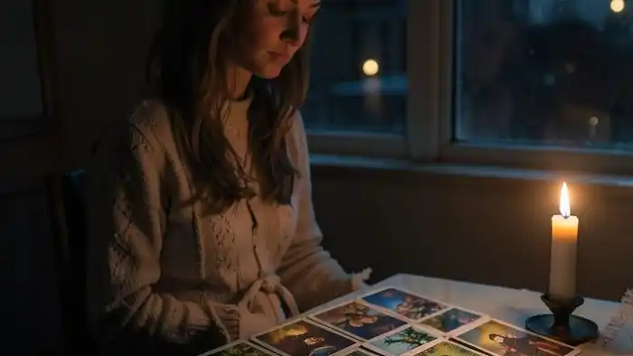 Расклад Таро "послание Вселенной" на ссору с партнером — схема из семи позиций с картами, символизирующими внутренние причины конфликта