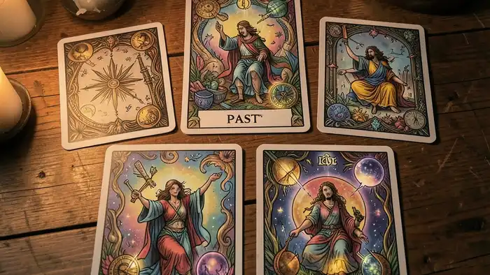 Расклад Таро «прошлое настоящее будущее» на неожиданность – визуальное изображение