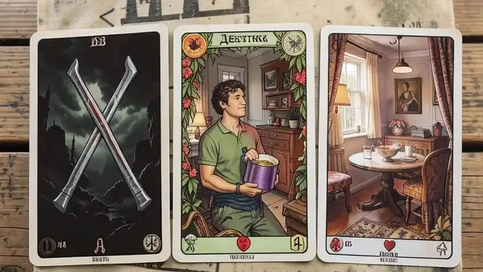 Расклад Таро "прошлое настоящее будущее" на семейное счастье с тремя ключевыми картами: прошлое, настоящее, будущее