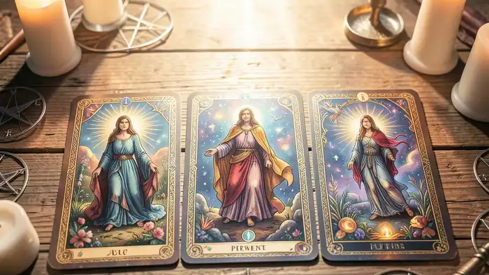 Расклад Таро «прошлое настоящее будущее» на солнцестоянии – визуальная иллюстрация