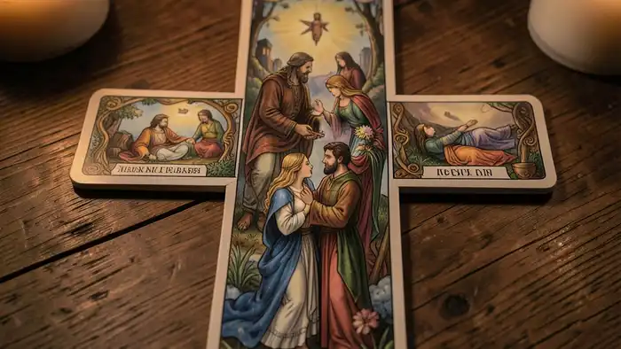 Расклад Таро простой крест на бывшую – изображение расклада с картами