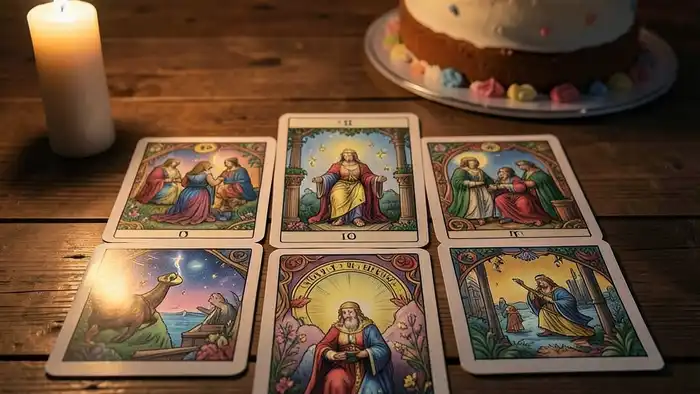 Расклад Таро простой крест на день рождения – визуальная схема