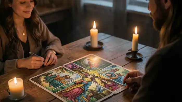 Расклад Таро простой крест на друга, изображение расклада