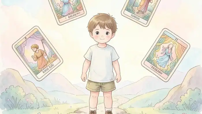 расклад Таро путь героя на ребенка иллюстрация