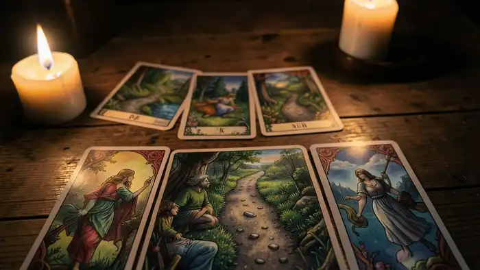 Расклад Таро «путь» на карьерный кризис – карта пути в темном освещении