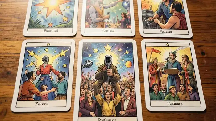 Расклад Таро «развилка» на популярность – визуальная схема с символами публичного признания