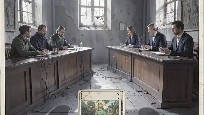 Расклад Таро "развилка" на судебное дело с шестью картами и символом развилки пути