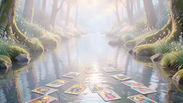 Расклад Таро «река жизни» на анорексию – изображение реки с картами Таро
